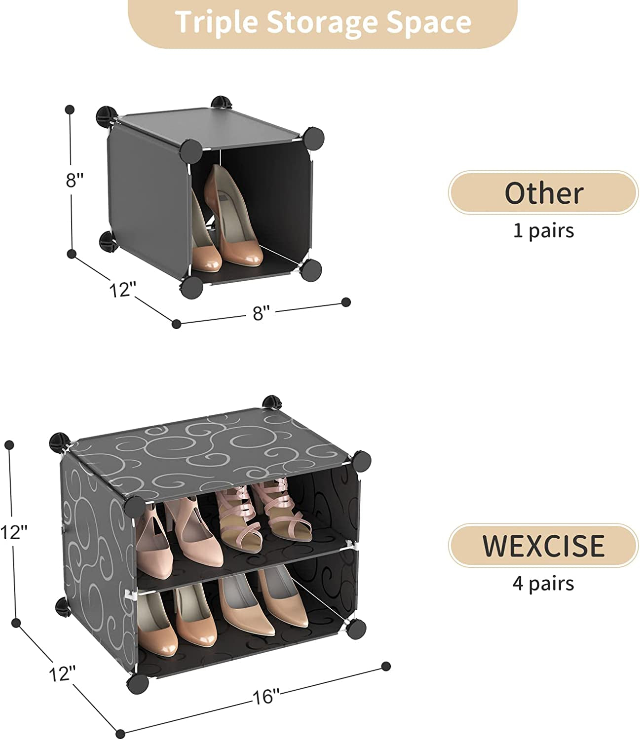 Portable Shoe Rack with Door, 64 Pairs Cabinet