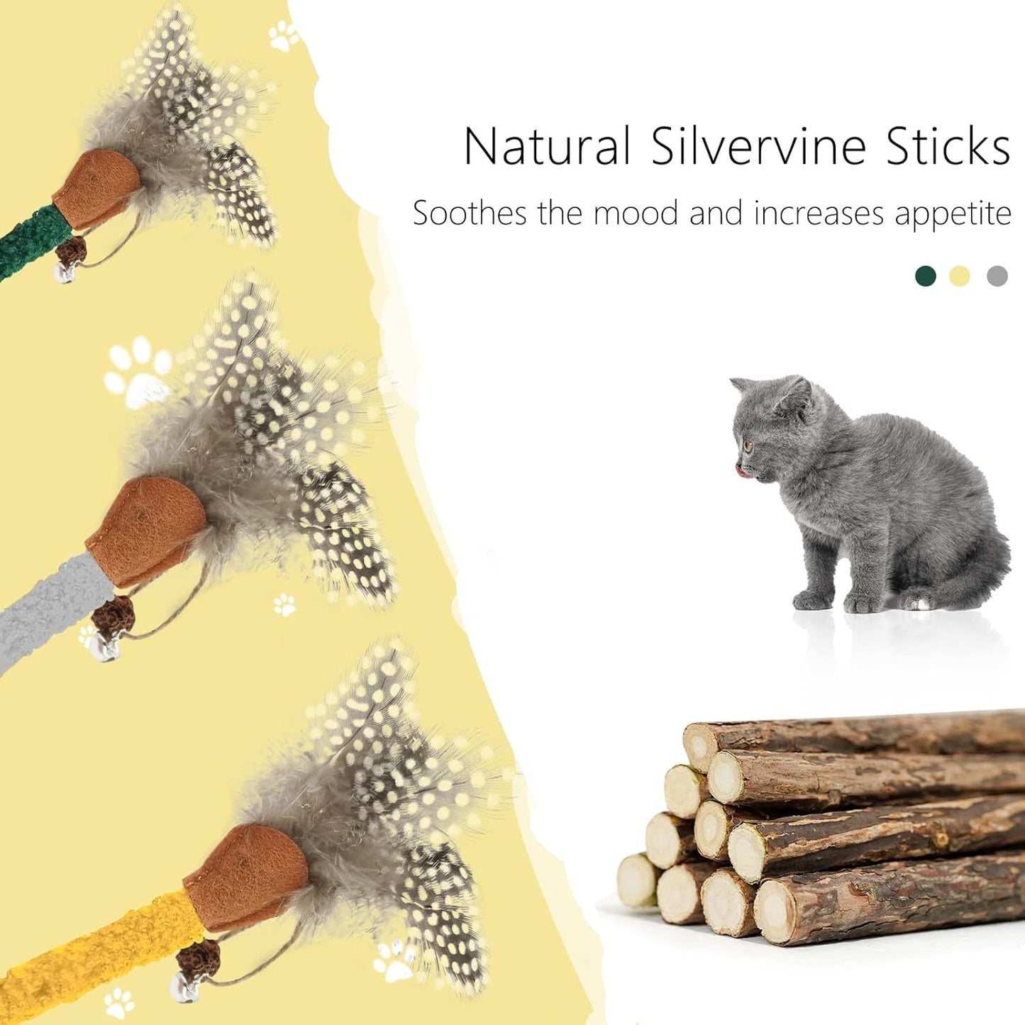 Catnip Chew Sticks with Feather and Bell