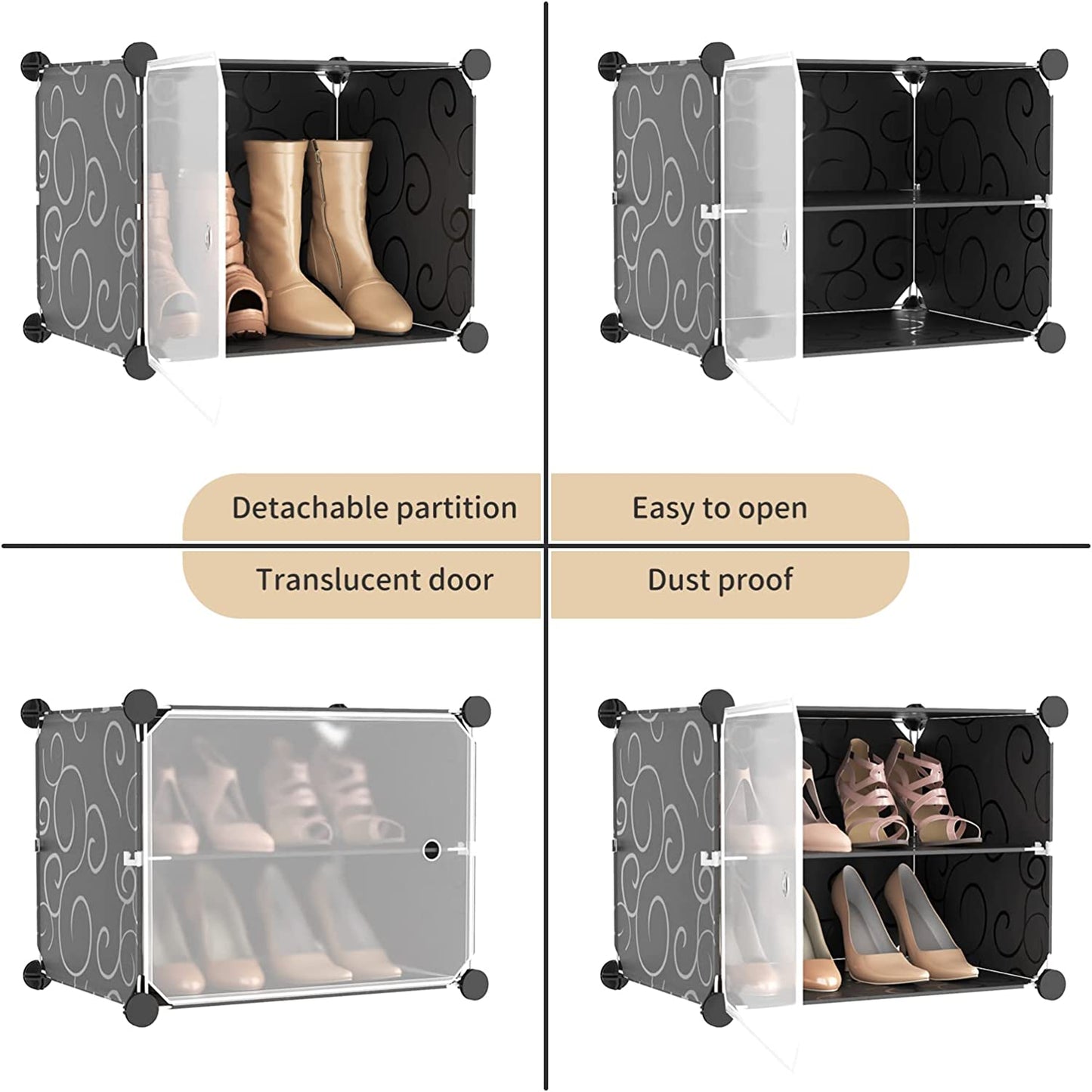 Portable Shoe Rack with Door, 64 Pairs Cabinet