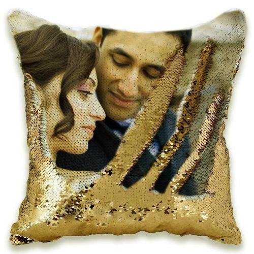 Custom Photo Pillow Cover, Personalized Sequin