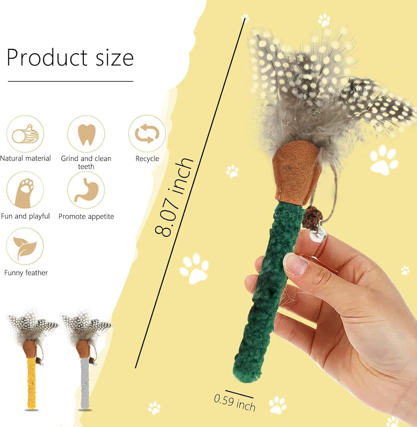 Catnip Chew Sticks with Feather and Bell