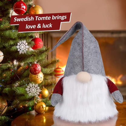 25-Inch Swedish Tomte Gnome Christmas Tree Topper - Plush Scandinavian Holiday Décor in Grey