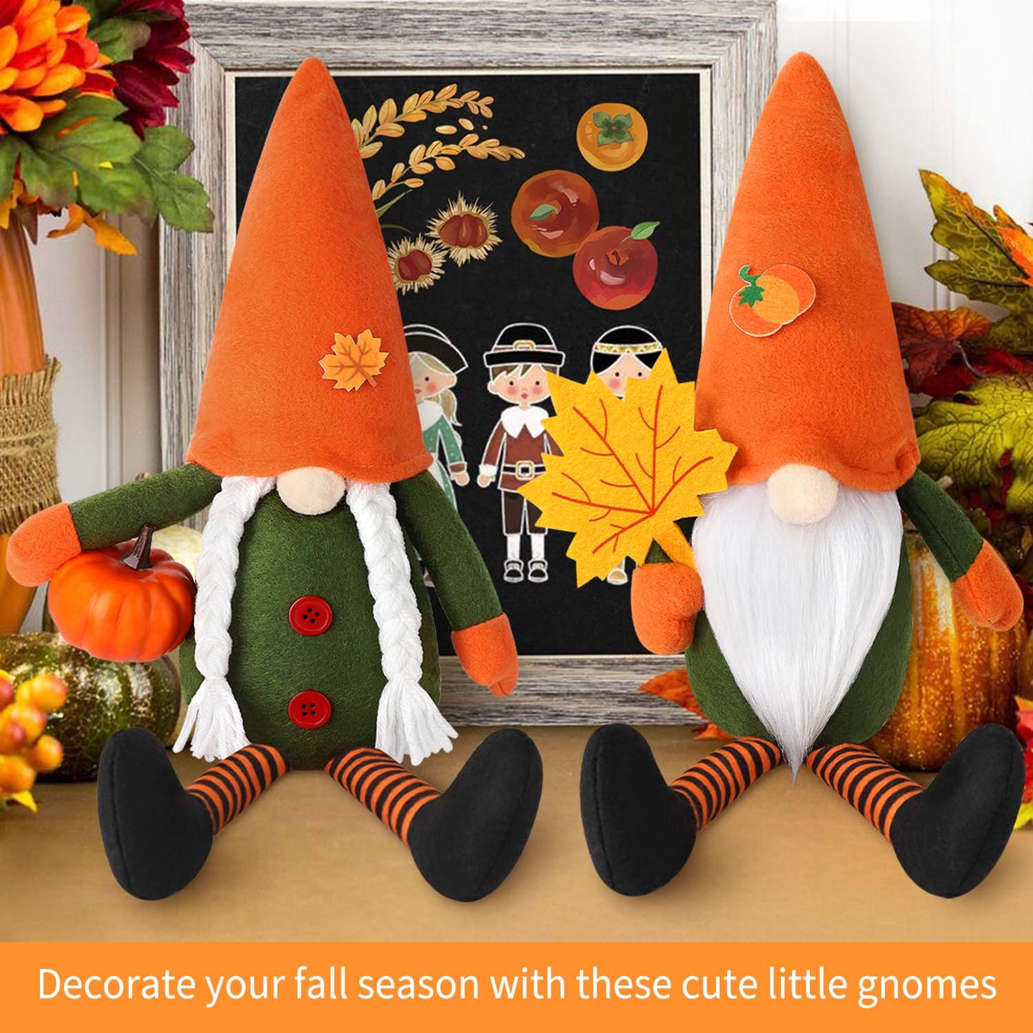 2-Pack Fall Plush Swedish Gnomes - Handmade 