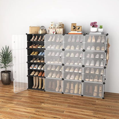 Portable Shoe Rack with Door, 64 Pairs Cabinet