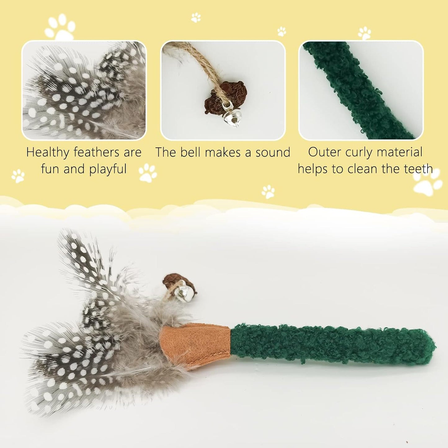 Catnip Chew Sticks with Feather and Bell