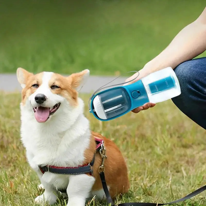 Portable Dog Food, Water, and Garbage Bag Dispenser (3-in-one)