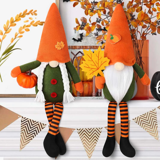 2-Pack Fall Plush Swedish Gnomes - Handmade 