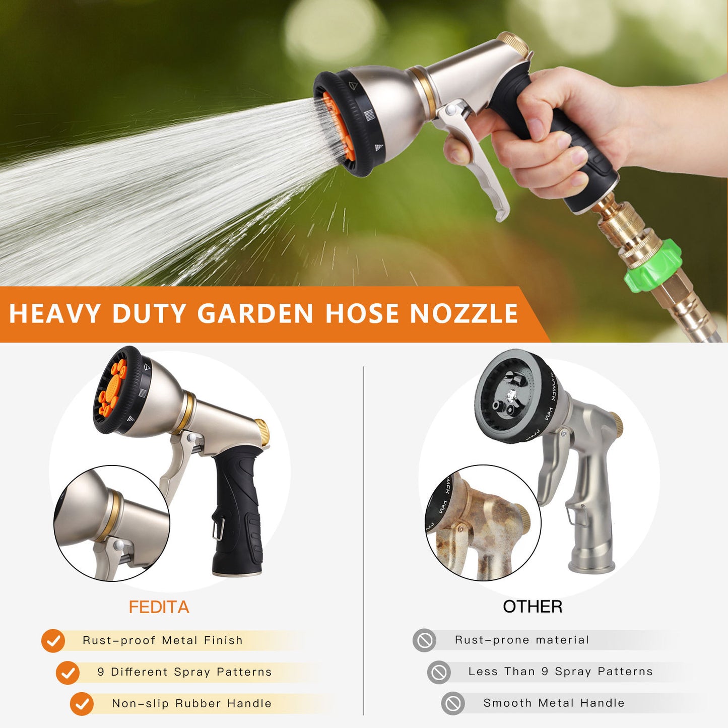 9-Function Garden Hose Spray Gun