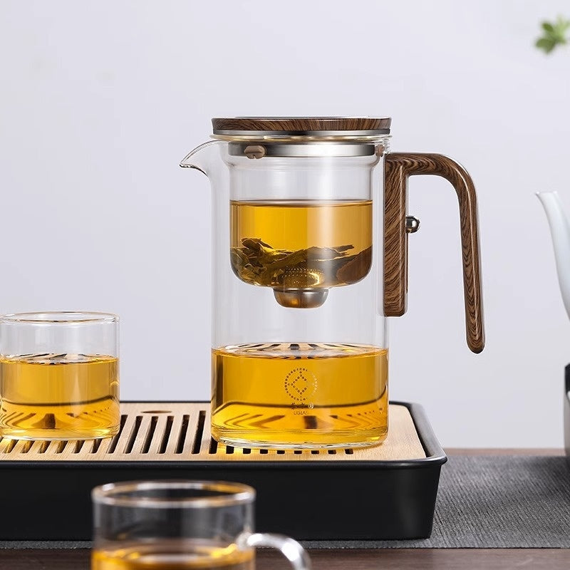 One Click Magnetic Separation Filtration Glass Teapot