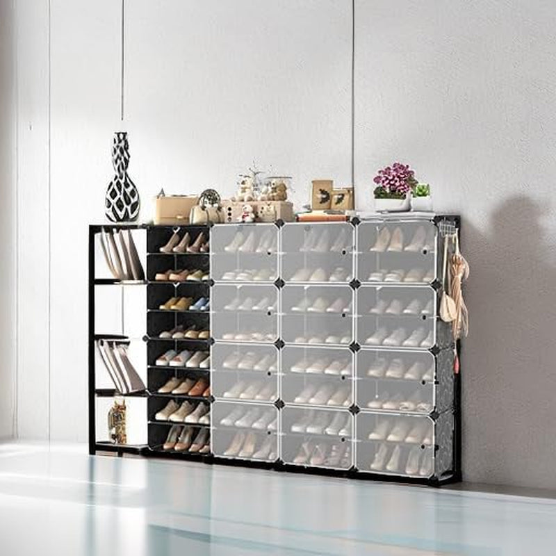 Portable Shoe Rack with Door, 64 Pairs Cabinet