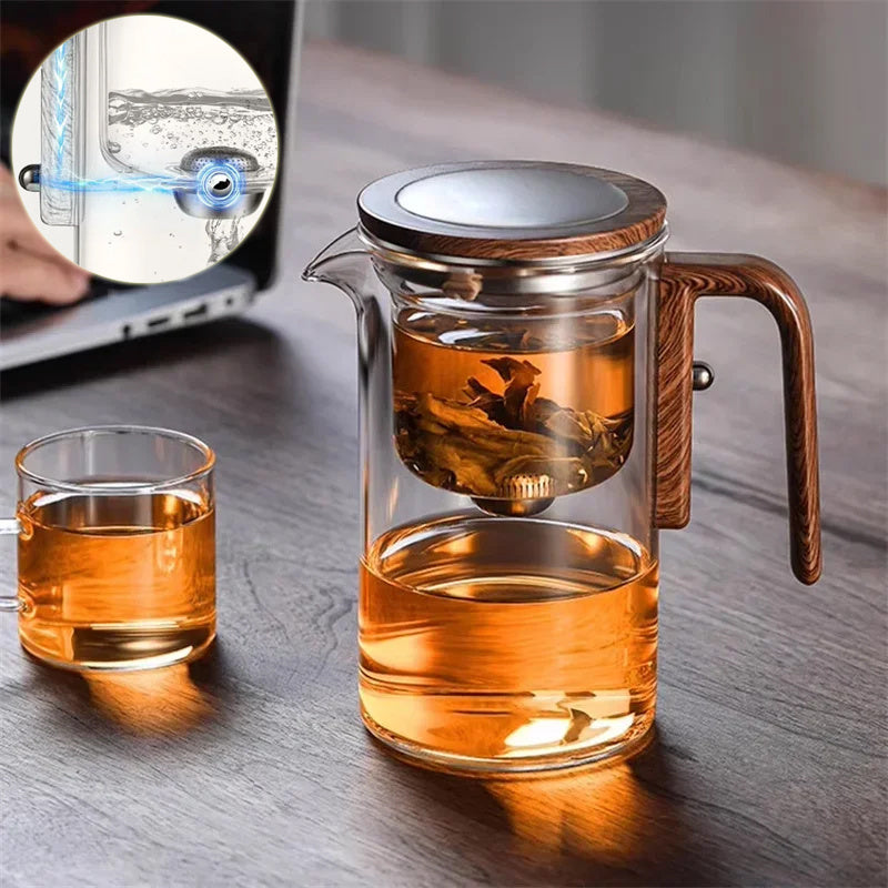 One Click Magnetic Separation Filtration Glass Teapot