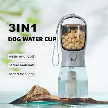 Portable Dog Food, Water, and Garbage Bag Dispenser (3-in-one)