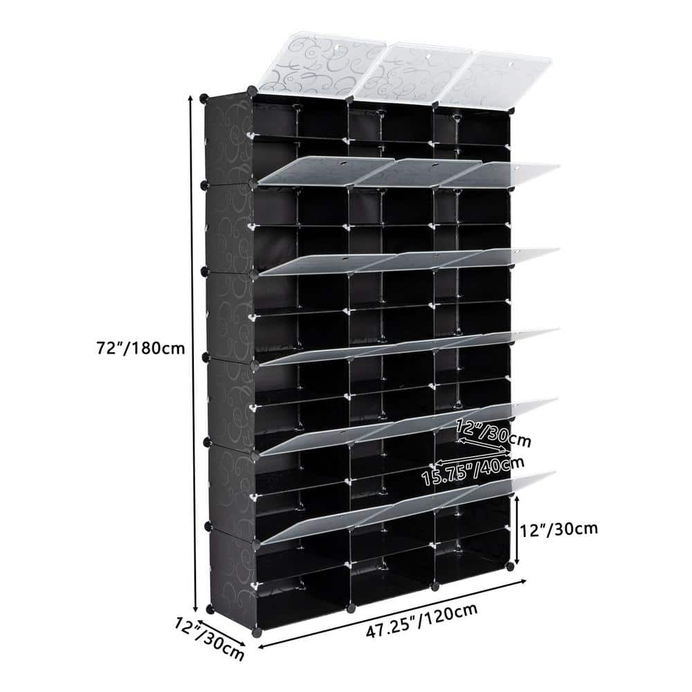 70.87 In. H 72-Pair Black Shoe Rack