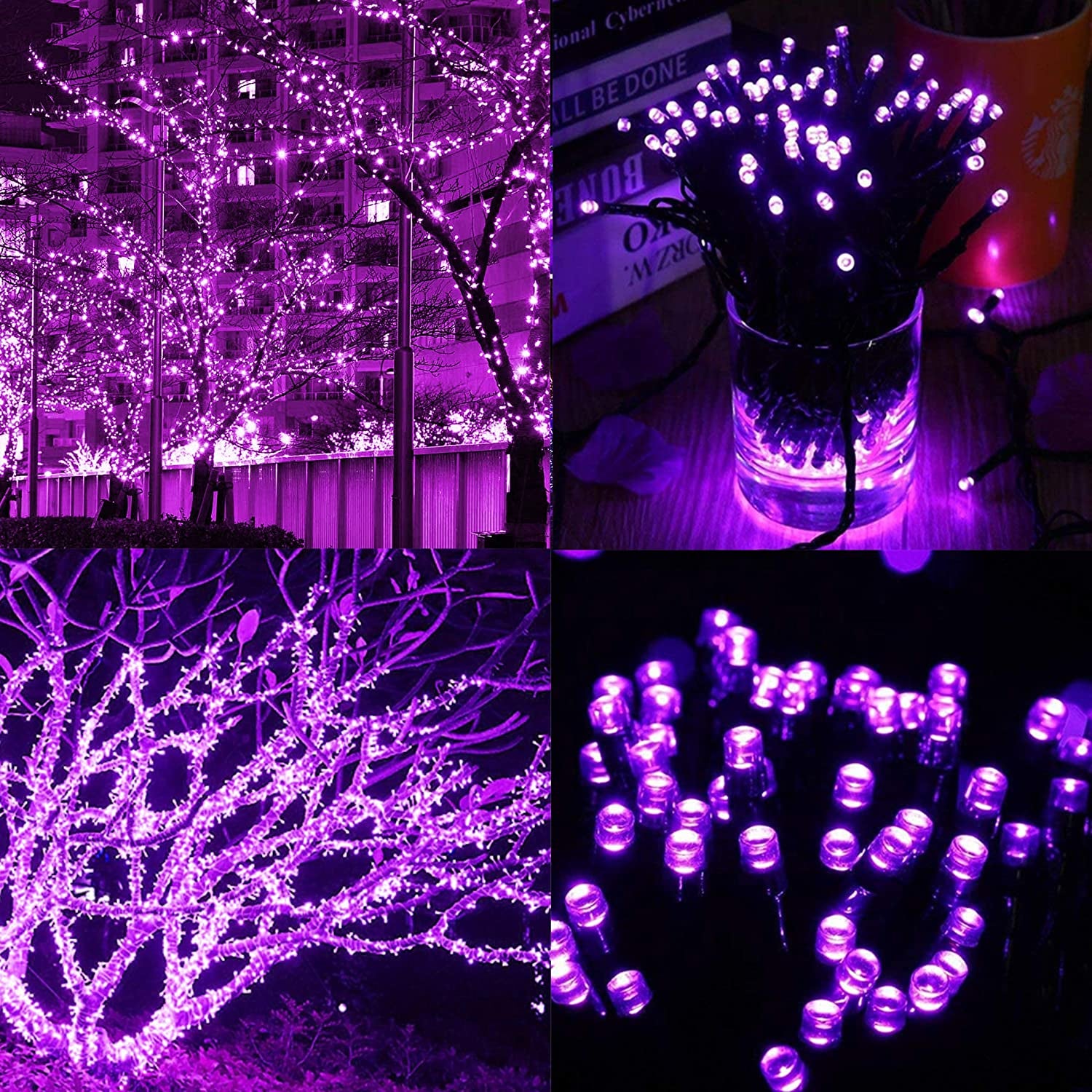 300 LED Halloween String Lights - 98.5FT Waterproof Mini Lights with 8 Lighting Modes, Connectable for Indoor and Outdoor Holiday Decorations (Purple)