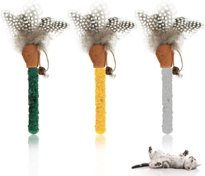 Catnip Chew Sticks with Feather and Bell