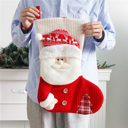 Large Red & White Knitted Christmas Stocking Santa Claus Fireplace Decor