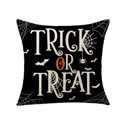 4 Piece Halloween Pumpkin Pillow Covers,18X18 Inches Trick or Treat Farmhouse Decor 