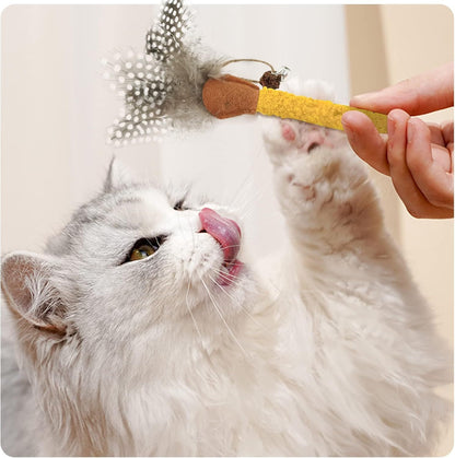 Catnip Chew Sticks with Feather and Bell